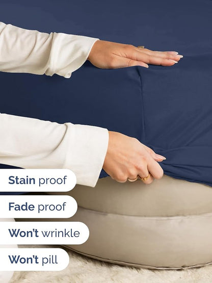 Extra Deep Cal King Fitted Sheet - Hotel Luxury Single Fitted Sheet Only - Easily Fits 18 inch to 24 inch Mattress - Ultra Soft, Wrinkle Free with Extra Deep Pockets - Breathable & Comfy - Navy Blue