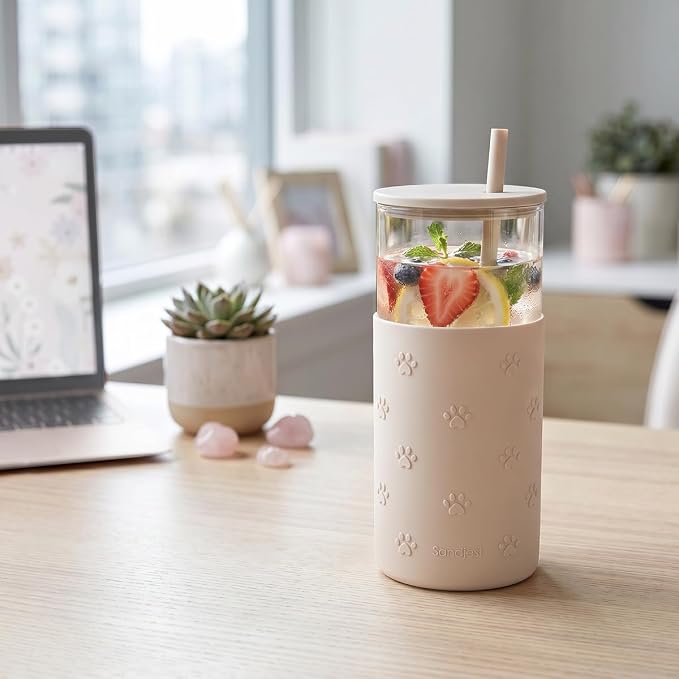 SANDJEST Glass Water Bottle