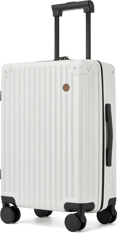 20 Inch Carry on Luggage,Airline Approved 22x14x9 Hard Shell Carry on Suitcase with 360° Spinner Wheels,TSA Lock and Lightweight Hardside Carry-on Luggage for Travel (White, 20 Inch)