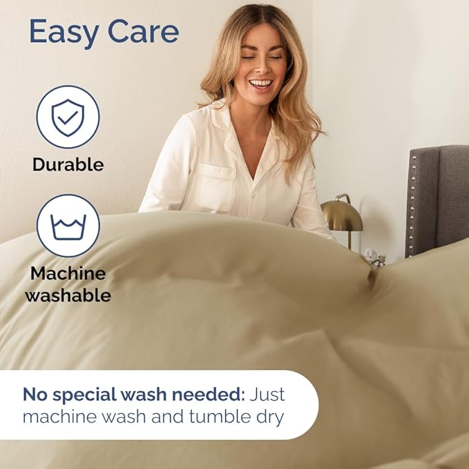 Twin Size 3 Piece Sheet Set - Comfy Breathable & Cooling Bed Sheets Set - Hotel Luxury Bedding for Women, Men, Kids, Teens, Boys & Girls - Deep Pockets, Ultra-Soft and Wrinkle Free - Oeko-Tex - Beige
