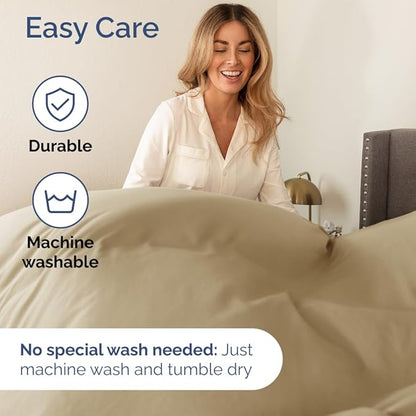 Twin Size 3 Piece Sheet Set - Comfy Breathable & Cooling Bed Sheets Set - Hotel Luxury Bedding for Women, Men, Kids, Teens, Boys & Girls - Deep Pockets, Ultra-Soft and Wrinkle Free - Oeko-Tex - Beige