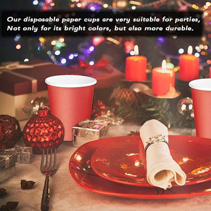 75 Pack 8 oz Disposable Paper Cups, Paper Coffee Cups-Red | Beverage Cups
