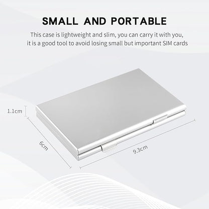 Aluminum SIM Card Case, 14Slots Ultrathin SIM Card Holder, Fit for 4 SIM Card, 4 Micro sim Card, 4 Nano sim Card and 2 Cell Phone Eject Pin Slots, Silver