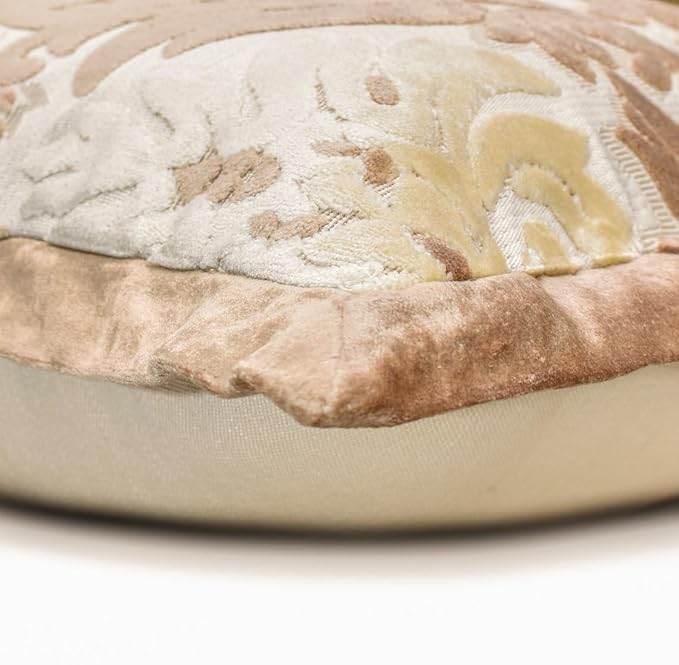The HomeCentric King/Queen/Twin Beige Luxury CA King 86"x18" Bed Runner with One Pillow Cover, Damask Bed Scarf on Velvet Fabric - Emmeline