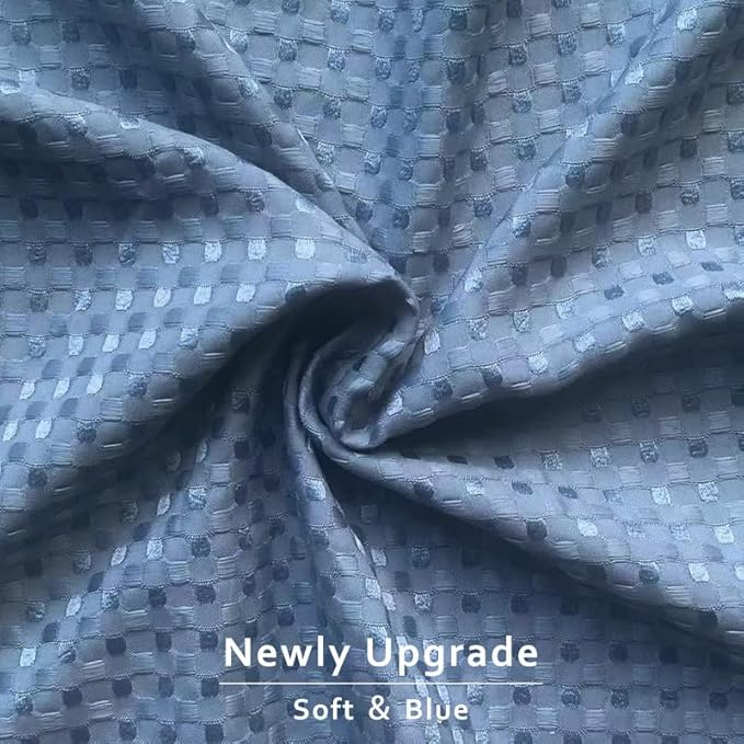 MIYE Pleated Waffle Weave Bed Skirt, Tailored Dust Ruffle 18 Inch Drop Easy Fit, Machine Washable (Blue, Queen - 18" Drop)