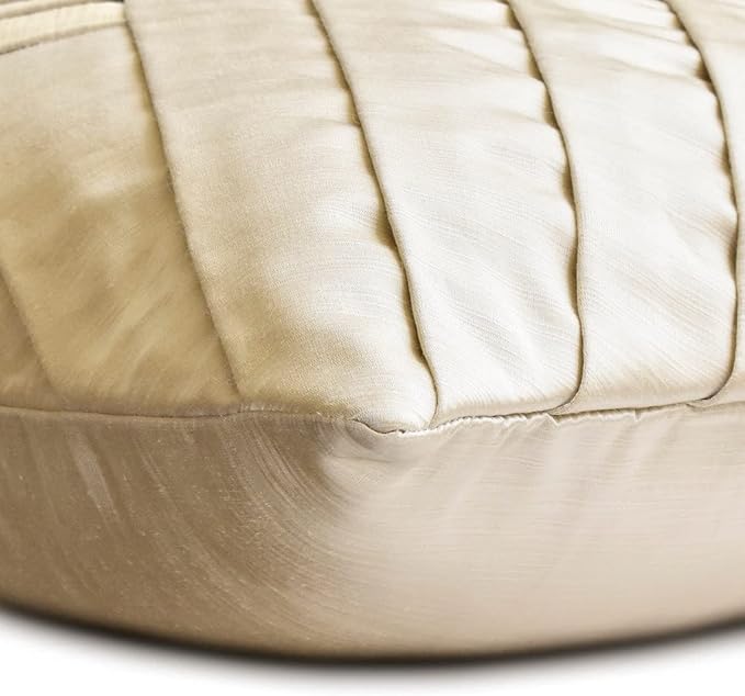 The HomeCentric King/Queen/Twin Ivory Designer Twin 53"x18" Bed Runner with 2 Pillow Cover, Pintucks, Textured & Satin Bed Scarf on Satin Fabric - Glazed Satin