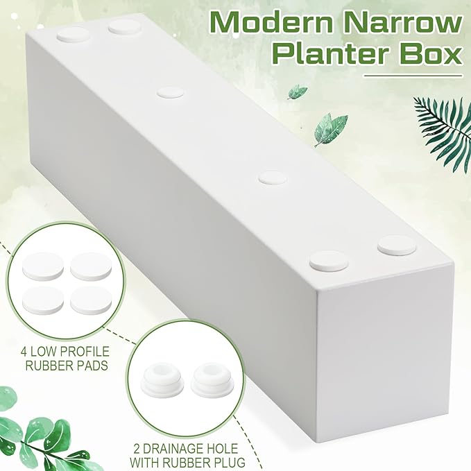 16.1 x 3.2 x 3.5 Inch Long Rectangular Planter Box Window Sill Plant Box Metal