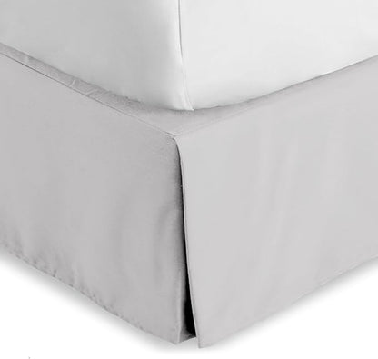 Bare Home Full XL Bed Skirt - 15-Inch Tailored Drop Easy Fit - Bed Skirt for Full Extra Long Beds - Center & Corner Pleats (Full XL, Light Grey)