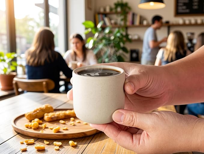 Handless Espresso Cup, Natural Beige Cups, 4 oz, Espresso Accessories,