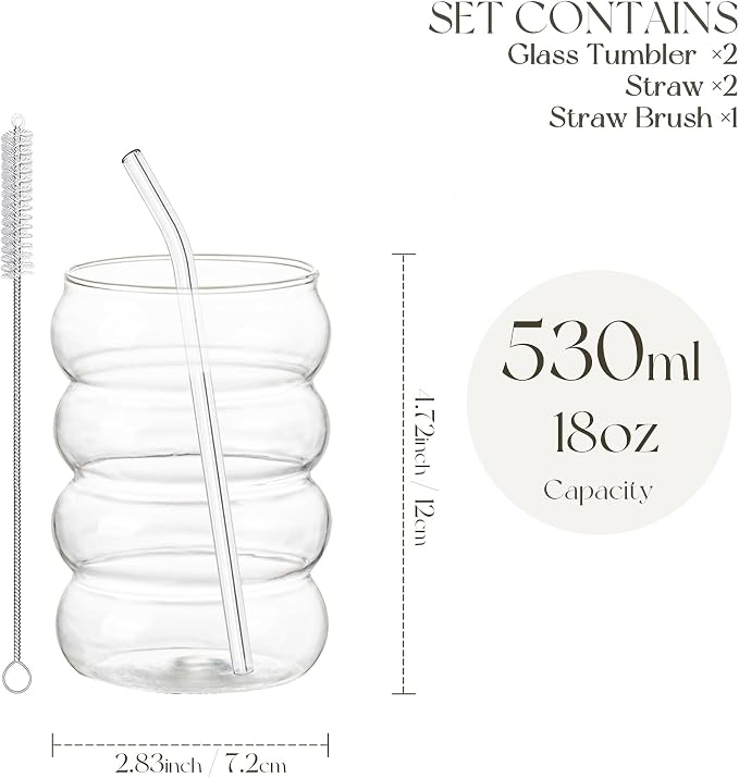 KEMORELA 2PCS Wave Bubble Beverage Glasses