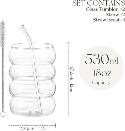 KEMORELA 2PCS Wave Bubble Beverage Glasses