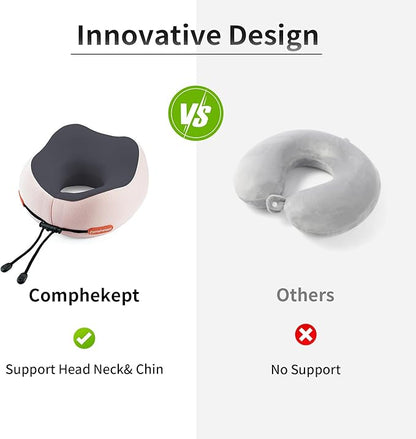 Thickened Travel Neck Pillow for Airplanes for Women, Adjustable Right Amount of Height 360° Support Memory Foam Neck Pillow, Portable Plane Pillow for Sleeping