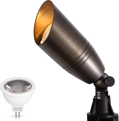 Gardencoin Solid Brass Outdoor Landscape Spotlight, 12V LED Low Voltage Spot