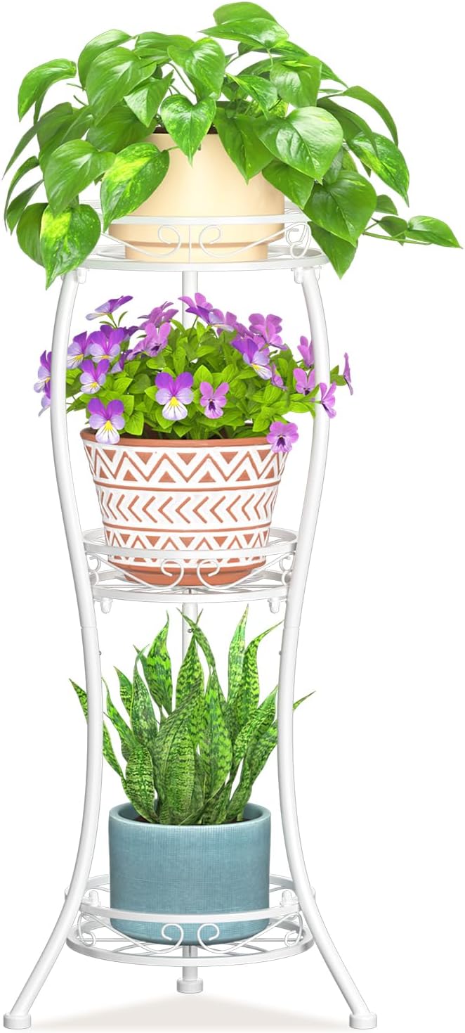 LASZOLA White 3 Tier Tall Plant Stand