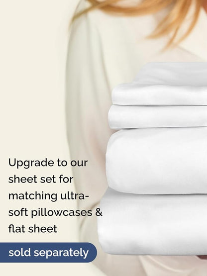Extra Deep Full Fitted Sheet - Hotel Luxury Single Fitted Sheet Only - Easily Fits 18 inch to 24 inch Mattress - Ultra Soft, Wrinkle Free w/Extra Deep Pockets - Easy-Care, Breathable & Comfy - White