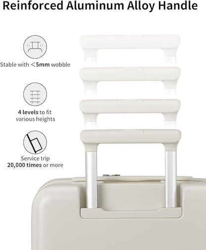 aji Expandable Top Open Luggage Sets 2 Piece with Spinner Wheel, 20/26 Inch Luggage with TSA Lock, Lightweight PC Hardside Travel Luggage Suitcases for Men Women, Coconut White