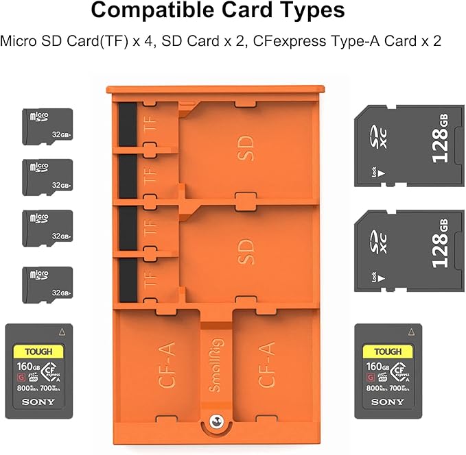SMALLRIG Memory Card Storage Case - 8 Slot Holder for SD, CFexpress Type-A & TF Cards - Photography Enthusiasts - 4107