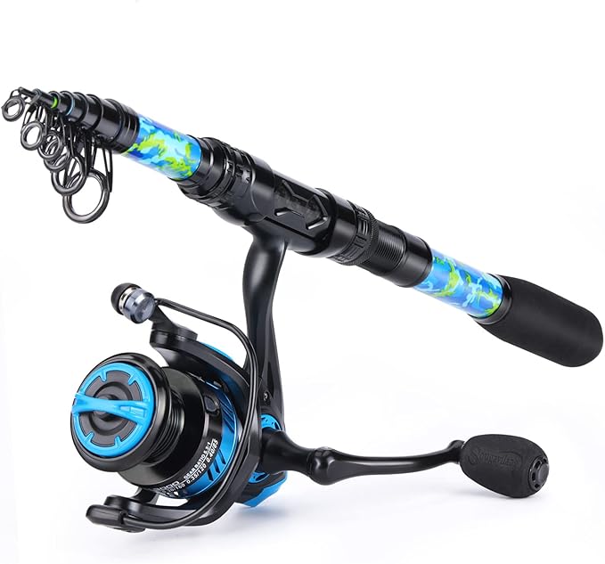 Sougayilang Fishing Rod and Reel Combos with Telescopic Fishing Pole Spinning Reels Fishing Carrier Bag for Travel Saltwater Freshwater Fishing