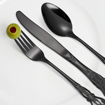 Black Silverware Royal Flatware Set