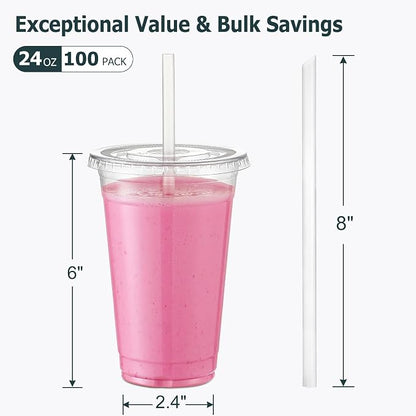AOZITA 100 Pack - 24 oz Clear Plastic Cups