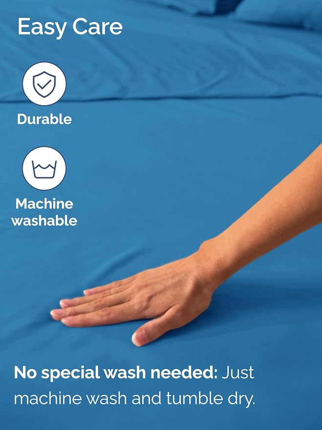 Extra Deep Twin XL Fitted Sheet - Hotel Luxury Single Fitted Sheet Only - Easily Fits 18 inch to 24 inch Mattress - Ultra Soft, Wrinkle Free with Extra Deep Pockets - Breathable & Comfy - Denim Blue