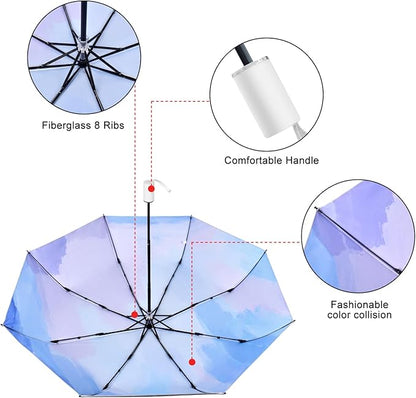 Cuby UV Sun Umbrella Compact Folding Umbrella lightweight Portable Manual Travel Umbrella for Rainproof & 99% UV Protection with Black Anti-UV Coating