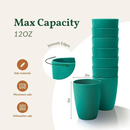 Homienly Plastic Cups Reusable 8 PCS Wheat Straw Cups a Good Alternative
