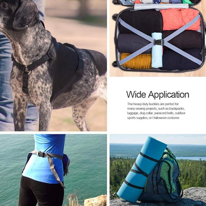 YGDZ 1 Inch Plastic Buckles, 80 Side Release Strap Buckles and Slides Parachute Buckles for DIY Backpack Luggage Strap