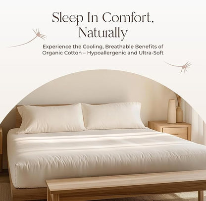 Organic Waterproof Mattress Protector Full Size - 100% Waterproof Mattress Pad with Extra Soft Quiet & Breathable Triple Layer Protection - GOTS Certified Machine Washable Deep Pocket Design (Full)
