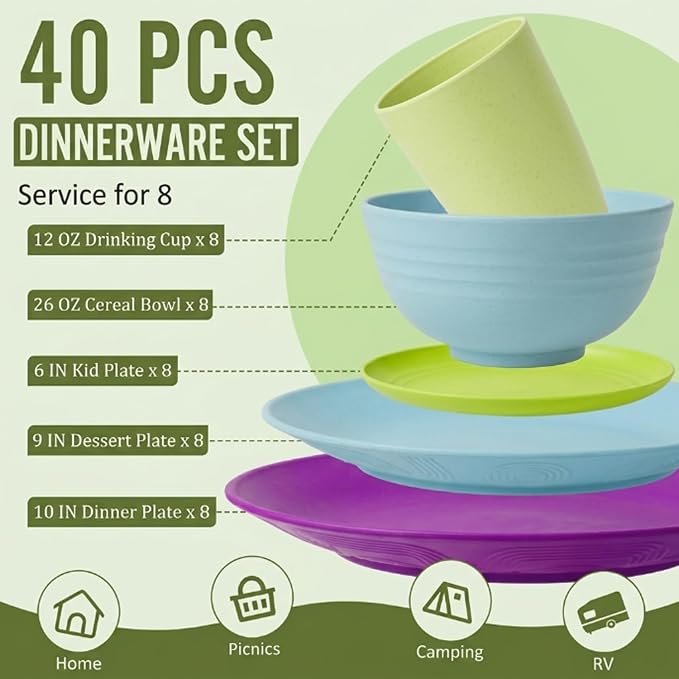 Kitchen Wheat Straw Dinnerware Set | Service