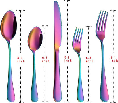 Rainbow Silverware Set Flatware Cutlery