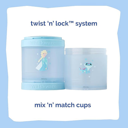 Whiskware Disney Princess Frozen, Stackable Snack Containers for Kids, 3 Stackable Snack Cups for School or Travel, Formula and Cupholder Friendly, Elsa and Bruni