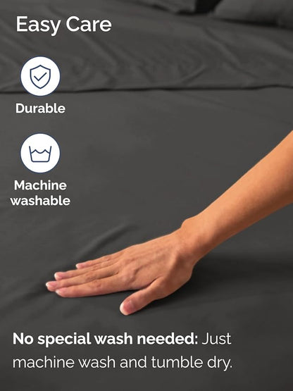 Extra Deep Twin XL Fitted Sheet - Hotel Luxury Single Fitted Sheet Only - Easily Fits 18 inch to 24 inch Mattress - Ultra Soft, Wrinkle & Fade Free w/Extra Deep Pocket - Breathable & Comfy - Charcoal