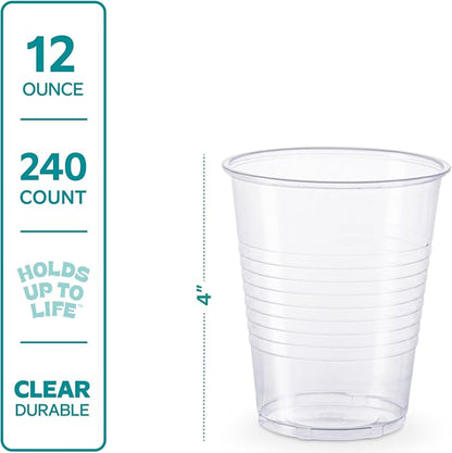 GUSTO Clear Plastic Cups Disposable Cold Drinking Cups