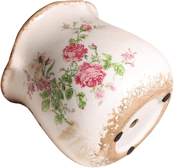 Shabby Chic Flower Pot, 6.11 Inch Ceramic Planter