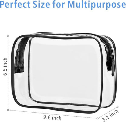 PACKISM Clear Makeup Bags - 2 Pack Quart Size Travel Bag TSA Approved Travel for Toiletries, Cosmetic Bags Carry on Clear Toiletry, Black Large