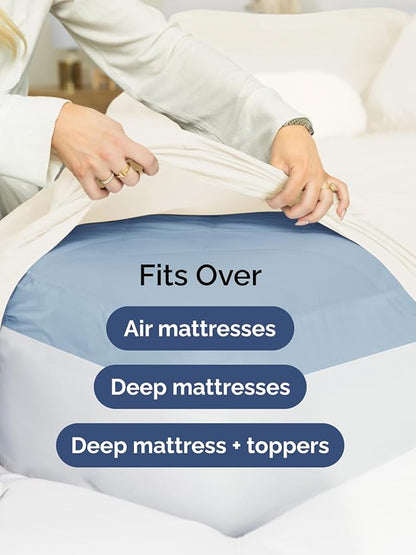 Extra Deep Twin Fitted Sheet - Hotel Luxury Single Fitted Sheet Only - Easily Fits 18 inch to 24 inch Mattress - Ultra Soft, Wrinkle & Fade Free w/Extra Deep Pockets - Breathable & Comfy - Off White