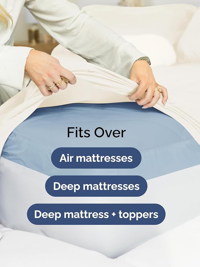 Extra Deep King Fitted Sheet - Hotel Luxury Single Fitted Sheet Only - Easily Fits 18 inch to 24 inch Mattress - Ultra Soft, Wrinkle & Fade Free w/Extra Deep Pockets - Breathable & Comfy - Off White