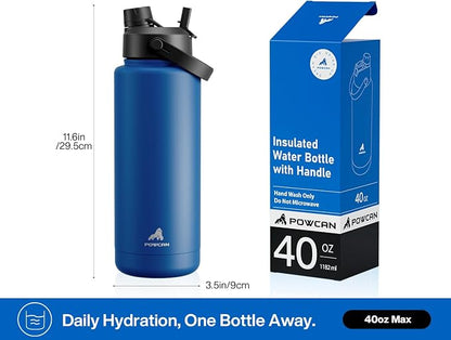 POWCAN 40 oz Insulated Water Bottle