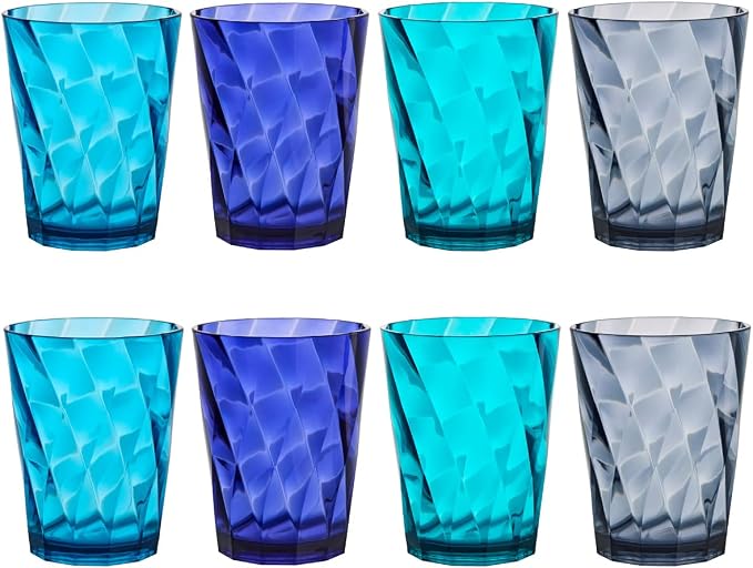 US Acrylic Optix Plastic Reusable Drinking Glasses 14oz Rocks Cups in Coastal