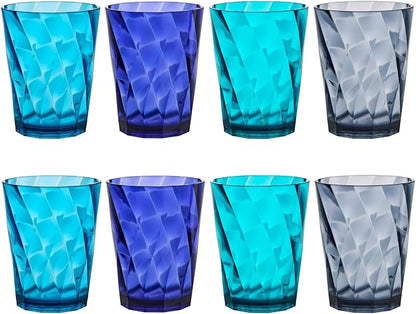 US Acrylic Optix Plastic Reusable Drinking Glasses 14oz Rocks Cups in Coastal