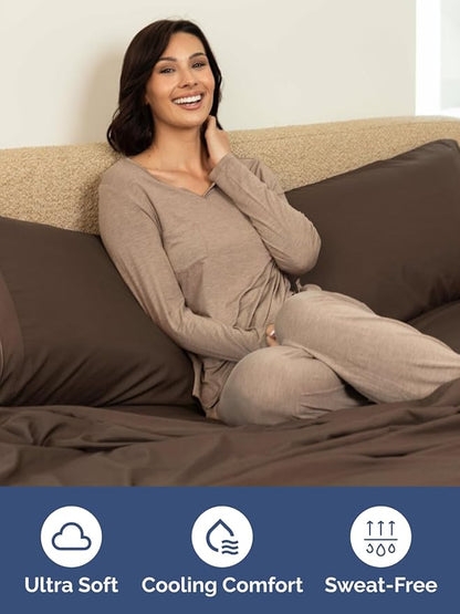 Extra Deep Full Fitted Sheet - Hotel Luxury Single Fitted Sheet Only - Easily Fits 18 inch to 24 inch Mattress - Ultra Soft, Wrinkle Free w/Extra Deep Pockets - Easy-Care, Breathable & Comfy - Brown