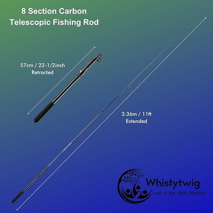 Whistytwig Telescopic Fishing Rod - Versatile Retractable Telescoping Fishing Pole, Collapsible Fishing Rod, Ideal Travel Rod