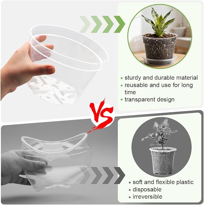 15 Pack 8/7/6 Inch Clear Nursery Pots