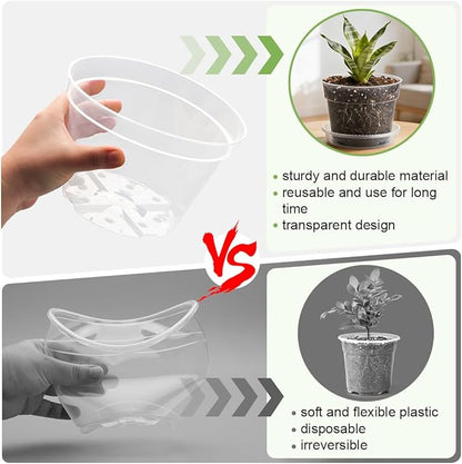 15 Pack 8/7/6 Inch Clear Nursery Pots