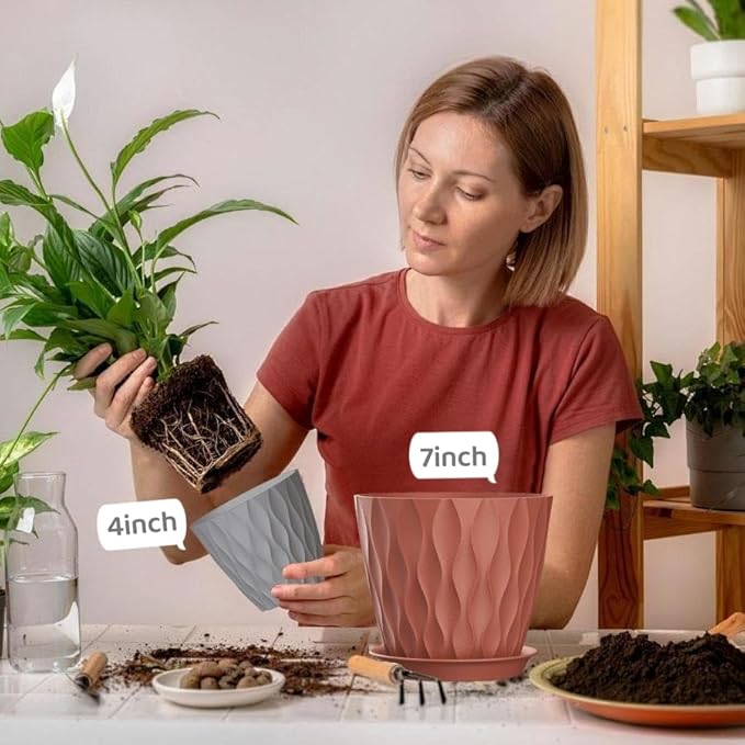 4/4.5/5/5.5/6/6.5/7 Inch Plant Pots, 7 Pack Flower Pots