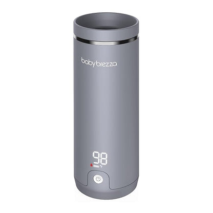 Baby Brezza SuperFast Portable Baby Bottle Warmer – 67% Faster - Travel Breastmilk Warmer and Formula Warmer - Safe, Even Heating - Up to 9oz - No Adapters, Grey