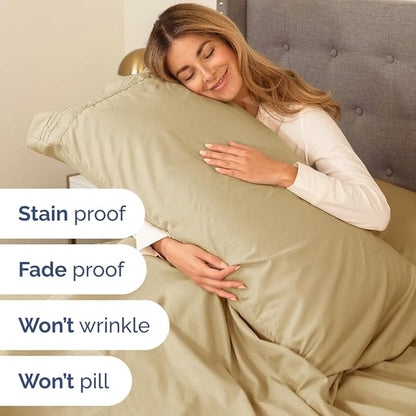 Twin Size 3 Piece Sheet Set - Comfy Breathable & Cooling Bed Sheets Set - Hotel Luxury Bedding for Women, Men, Kids, Teens, Boys & Girls - Deep Pockets, Ultra-Soft and Wrinkle Free - Oeko-Tex - Beige