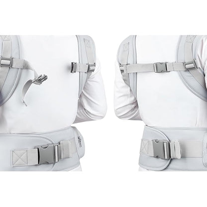 Bebamour Baby Carrier with Hip Seat,All-Position Breathable Mesh Hip Seat & Carrier 0-36Months with Head Hood, 3 PCS Teething Pads, Waist Extender,Storage Bag & Pacifier Case (Grey)