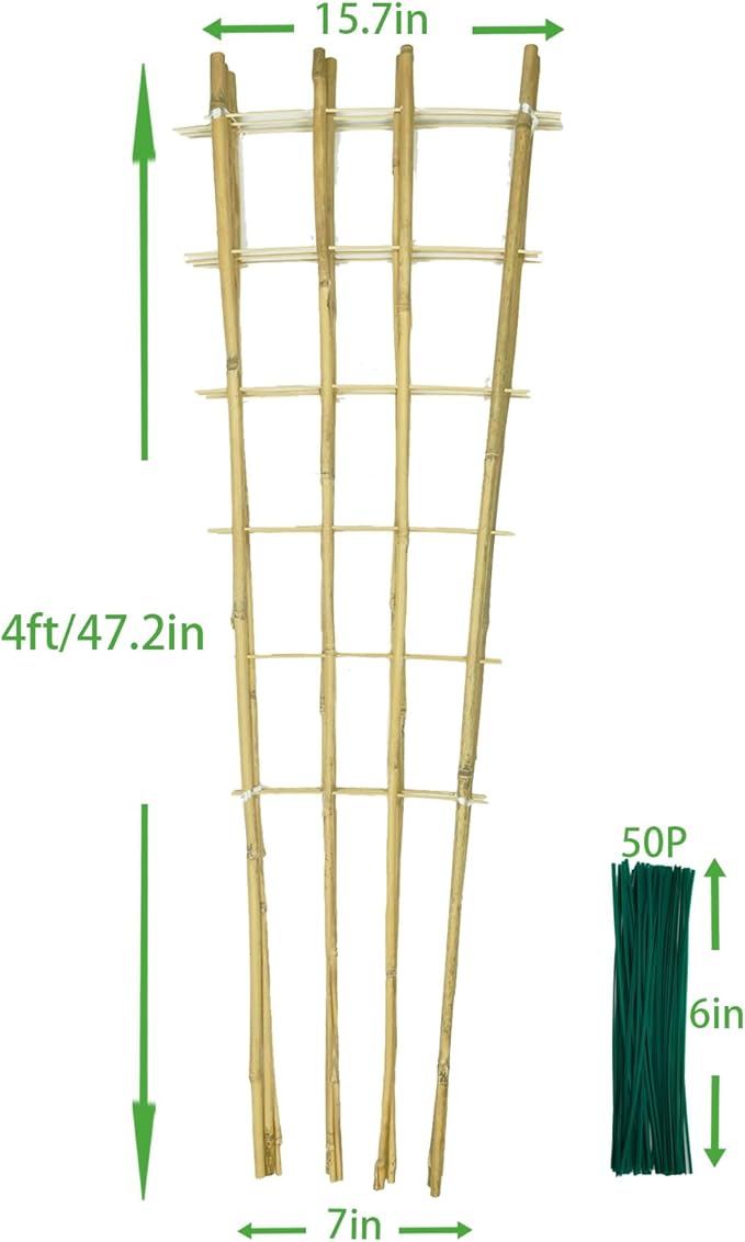 Natural Bamboo Trellis, Fan-Shaped Plant Support Trellis